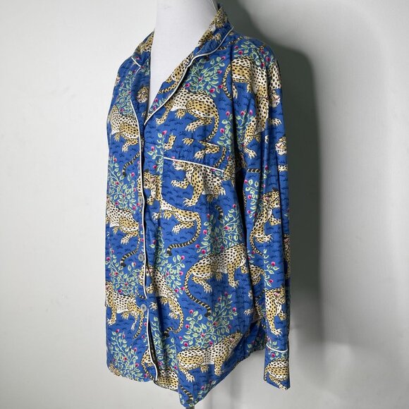 Printfresh Blue Leopard Pajama Top L - Picture 4 of 11